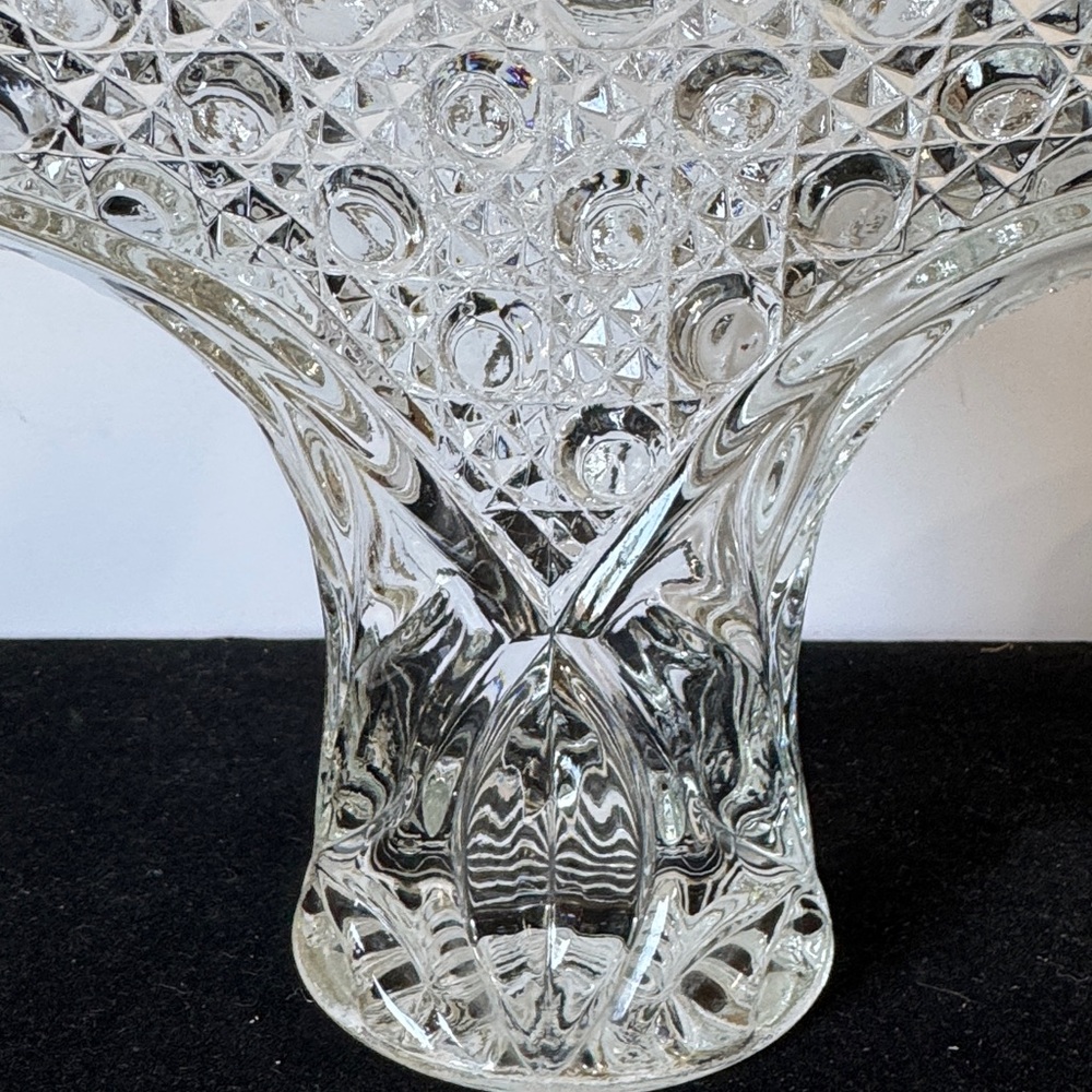 Vintage 1970s Le Smith Buttons And Daisies Crystal Cut Clear Basket - Picture 6 of 11